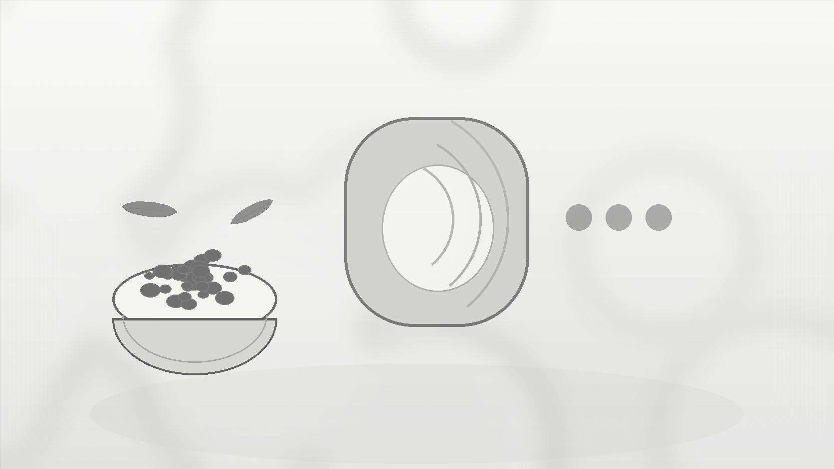 Monochrome illustration of a stomach, fibre food bowl, and fullness signal waves.