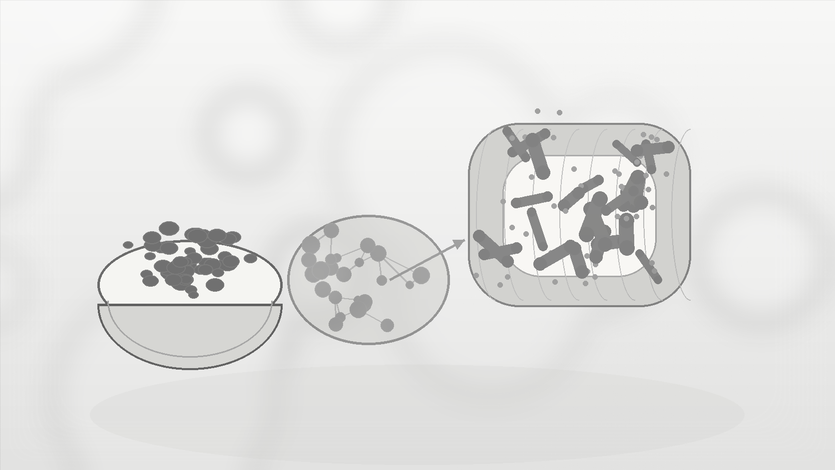 Monochrome illustration of psyllium husk forming gel near gut microbes.