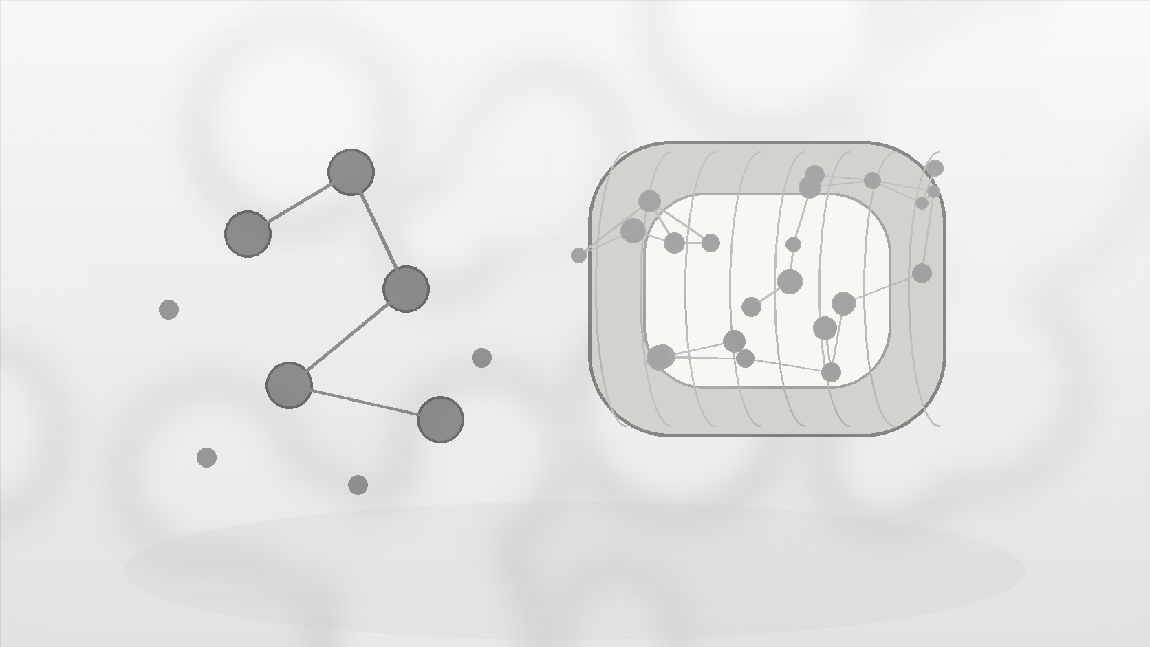 Monochrome illustration of molecular signals beside a gut environment to show short-chain fatty acids from fibre fermentation.