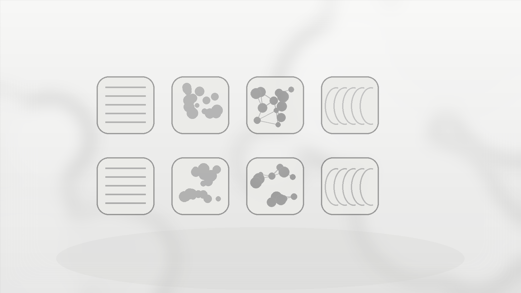 Monochrome illustration of varied food textures and fibre structures in a grid.