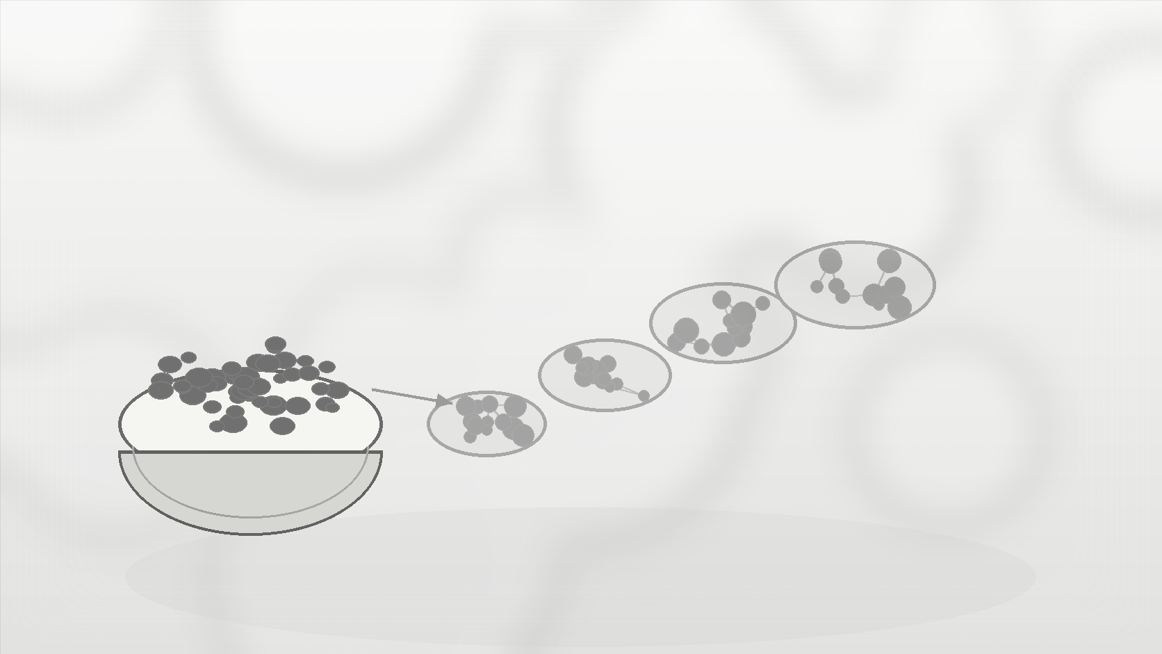 Monochrome illustration of psyllium seeds swelling into gel as water is absorbed.